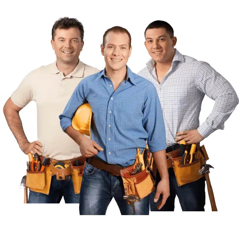 Trois artisans du bâtiment qualifiés, prêts à intervenir